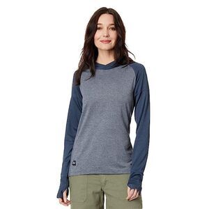 Flylow Moonlight Shirt Women's XS Gray Blue Hooded Thumbhole Long Sleeve ERK925